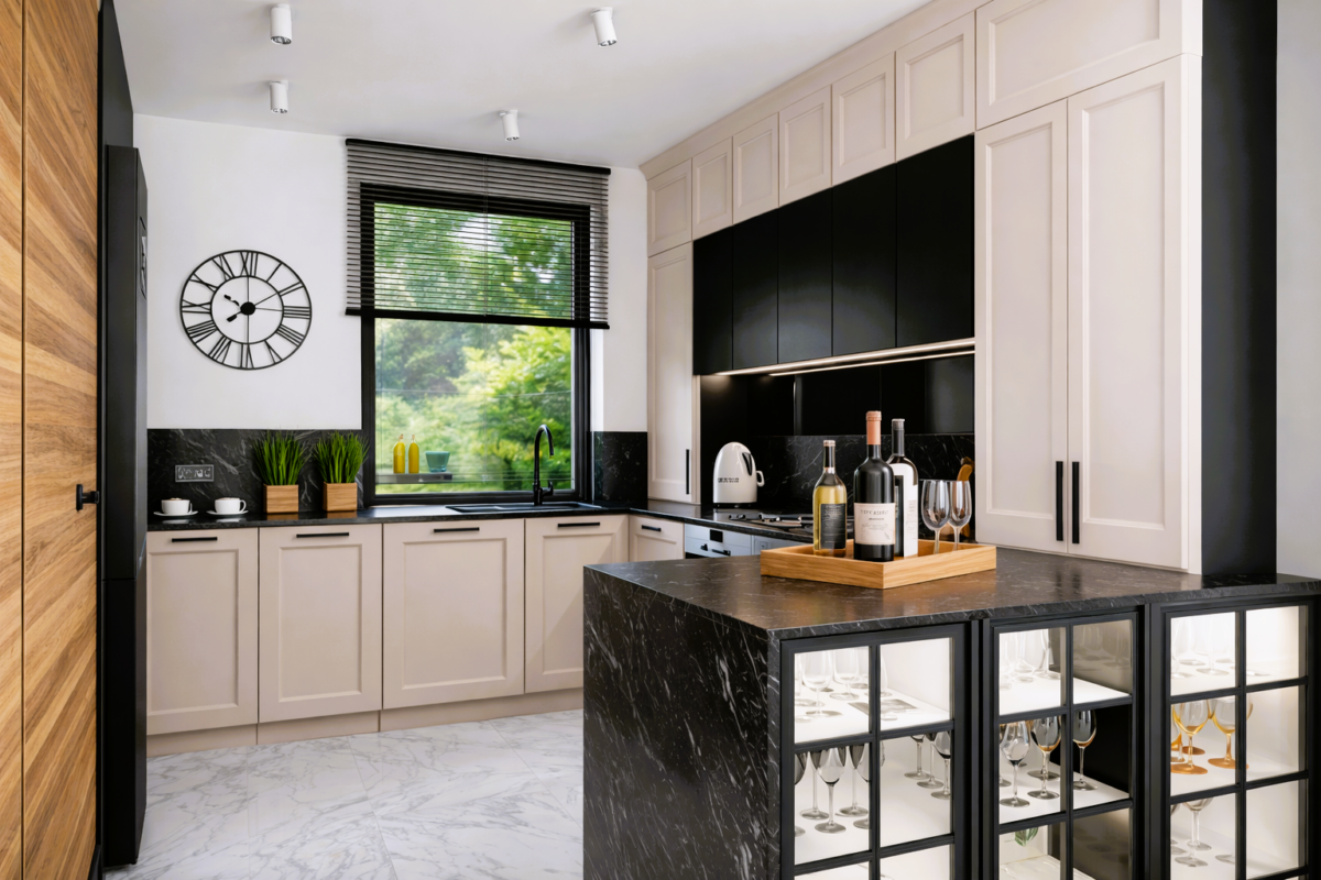 Dom w Tuchomiu w stylu modern classic – projekt kuchni