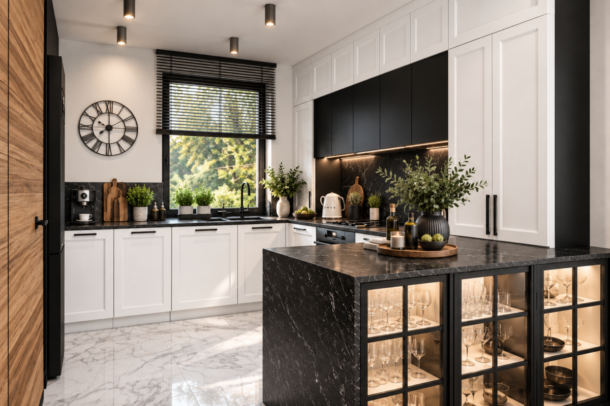 Dom w Tuchomiu w stylu modern classic – projekt i realizacja kuchni